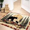 Bear Rug Mat Farmhouse Bathroom Rugs Animal Black Bear Forest Trees Rustic Cabin Carpet Camping Bath Rug Sets for Bathroom Bedroom Kitchen Outdoor
