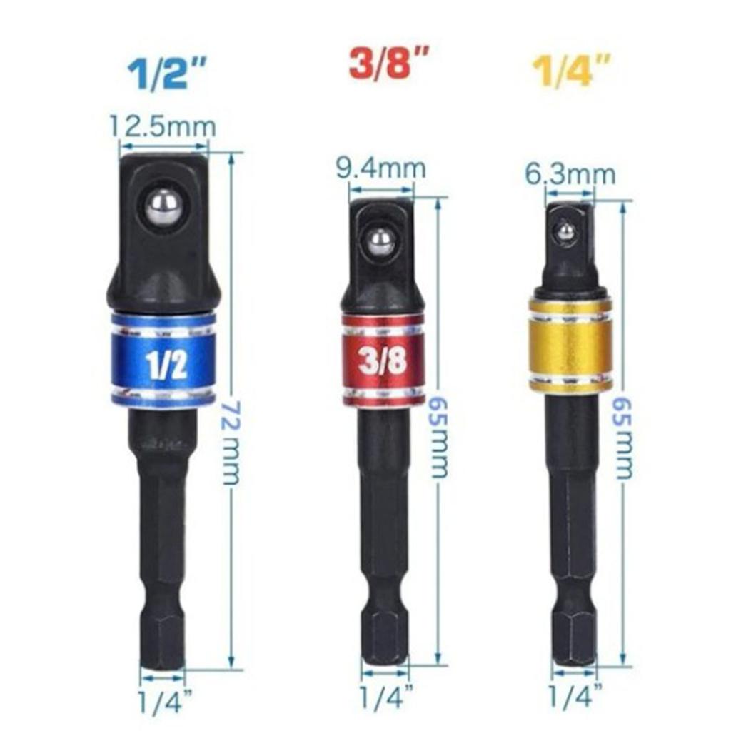 4Pcs Drill Adapter 105° Angled Bit 1/2in 3/8in 1/4in 360° Socket Adapters for Nut Screw