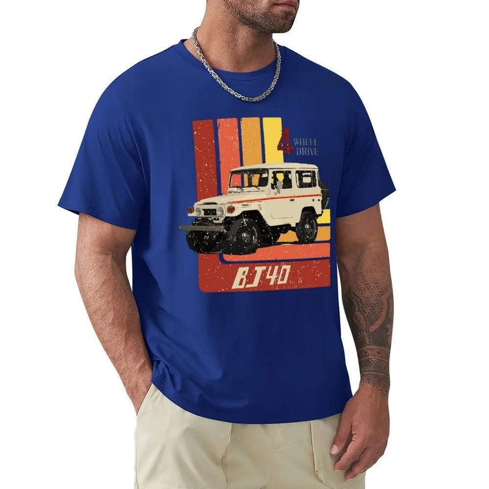 Men's T-Shirt Retro Land Cruiser FJ40 Jdm Humorous 100% Cotton Tee Shirt Short Sleeve Top Speed Car T Shirts Tops