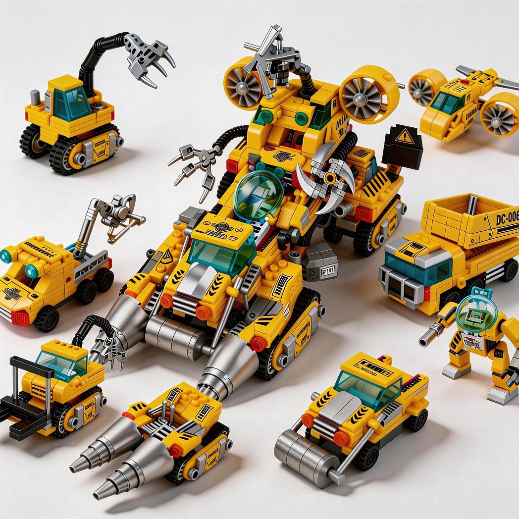 LEGO-Compatible SWAT Mech Robot 6-in-1 Transforming Police Car Building Blocks Educational Toy.