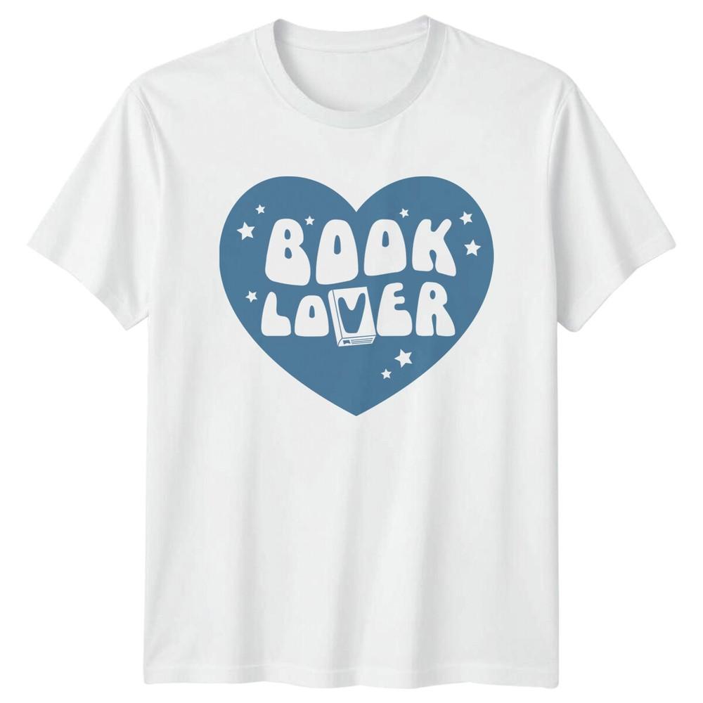 Book Lover Heart TShirt Cute Bookworm Reading Hobby Tee S
