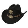 Ethnic Style New Western Cowboy Hat Fashion Retro Badge Decorative Hat Autumn and Winter Women's Travel Play Jazz Hat