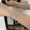 Korean Style S925 Sterling Silver Heart-Shaped Bracelet for Women - Niche Exquisite Aesthetic with Broken Silver Beads