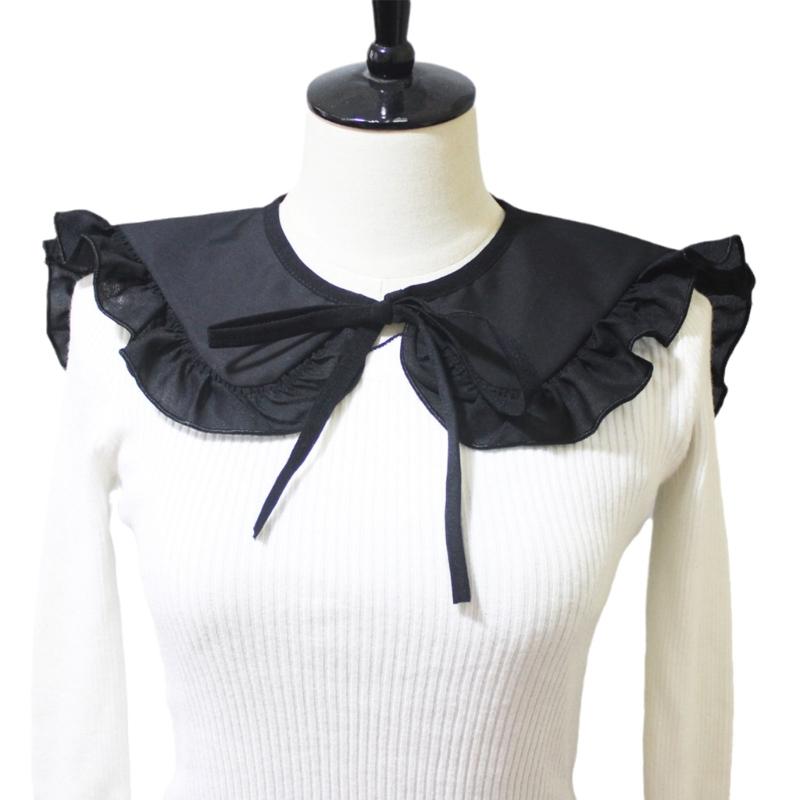 Воротник свитера Воротник-стойка Съемный воротник Жабо с оборками Ложный воротник Вырез чёрный