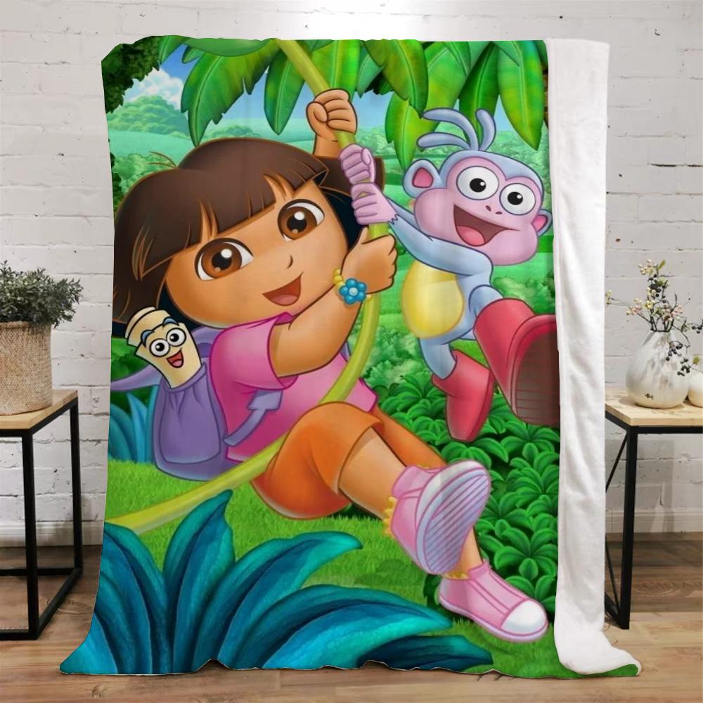 Dora the Explorer Cotton Blanket for Sofa Decoration Luxury Blankets King Size Bed Throw Home Interior Beach Towel Knitted Plaid