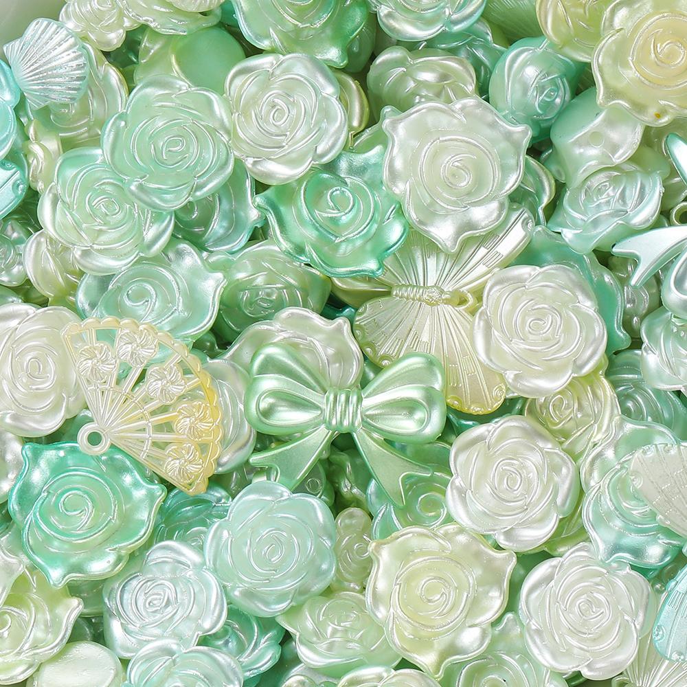 30g/Lot Colorful Mixed Butterfly Fan Acrylic Beads Spacer Loose Bead for DIY Necklace Bracelet Jewelry Making Accessories