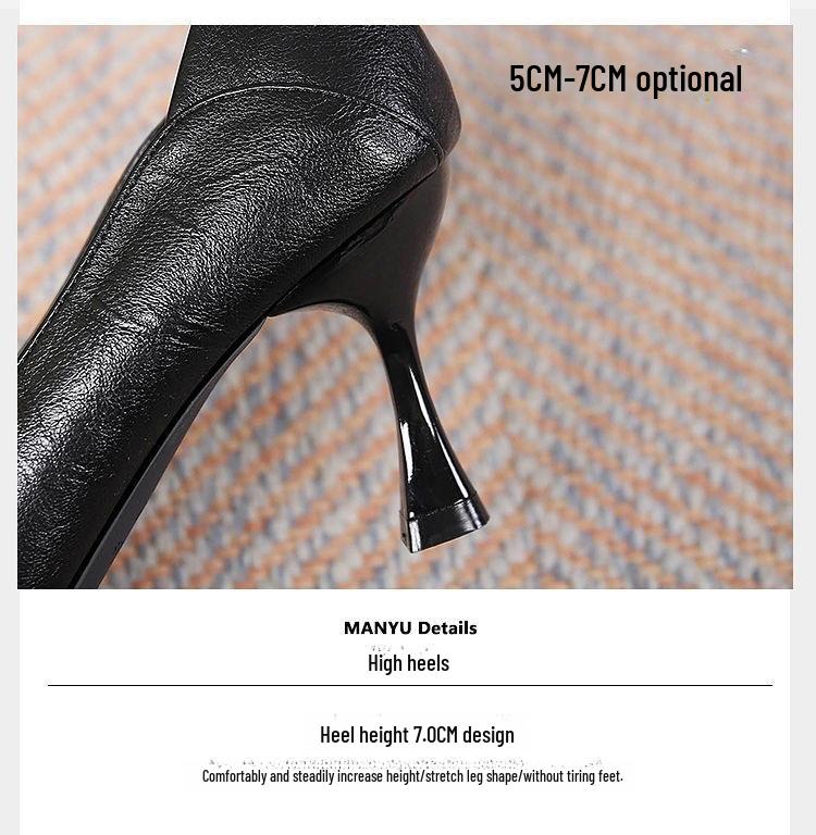 2025 Spring & Autumn Flight Attendant Stiletto Heels: Soft Leather, Versatile, Pointed, Professional Work Shoes