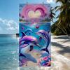Tropicaler Delfin-Aufdruck LOVER Handtuch Schnelltrocknend Strandhandtücher Sind Geeignet Für Schwimmbäder Camping Yoga Und Das Fitnessstudio