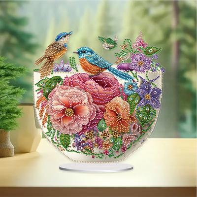 Acrylic Special Shape Flower Vase Table Top Diamond Painting Ornament Kits Diamond Painting Desktop Decors for Home Office Decor