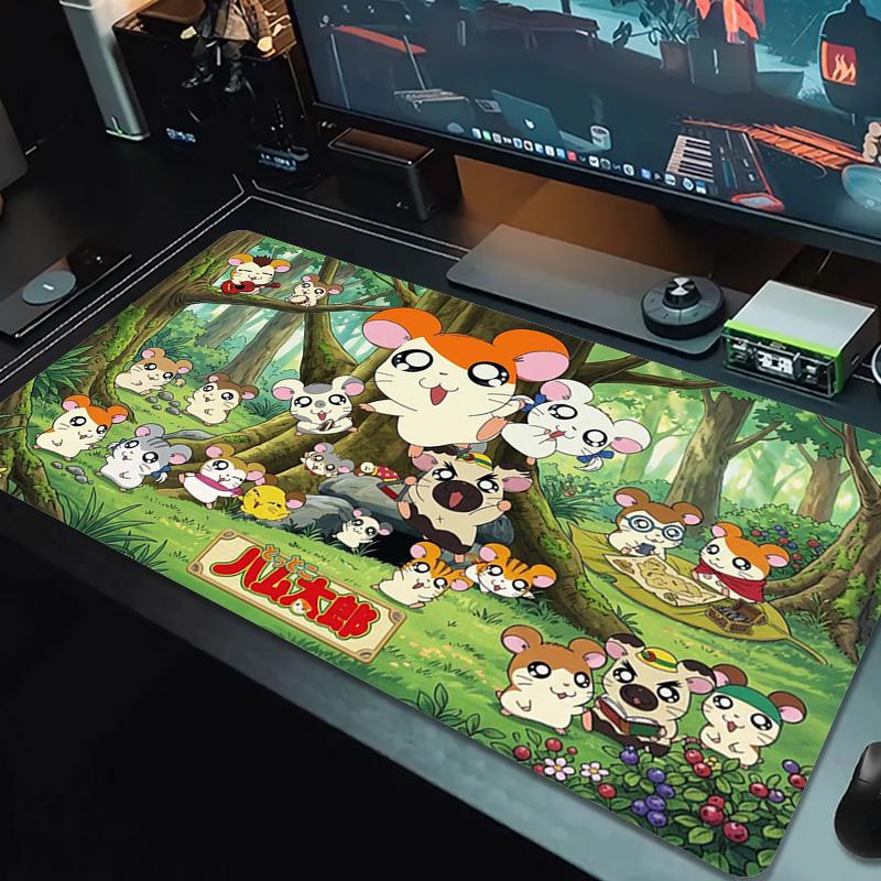 Hamtaro Anime Color Mouse Pad Large Gaming Table Cushion Non-slip Laptop Tablet Big Mousepad XXL Mat Mini PC Playmat With Lock Edge