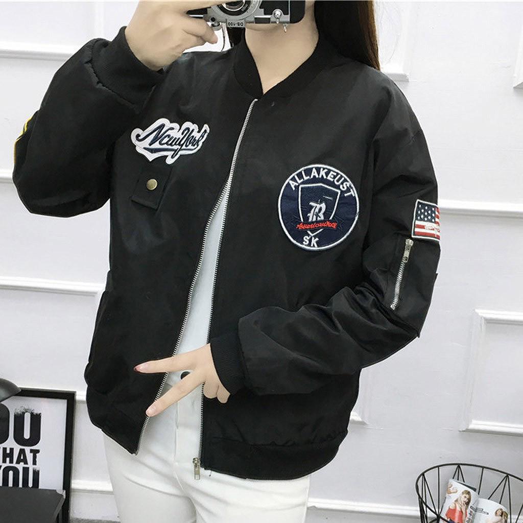 Women Casual Fashion Baseball Jacket Long Sleeve  Jacket