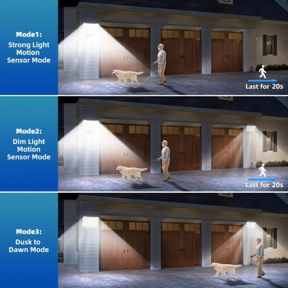 Outdoor Split Solar Lamp 210LED Wall Light with Motion Sensor 3 Modes Floodlight Remote Control for Patio Garage Wall Lamps