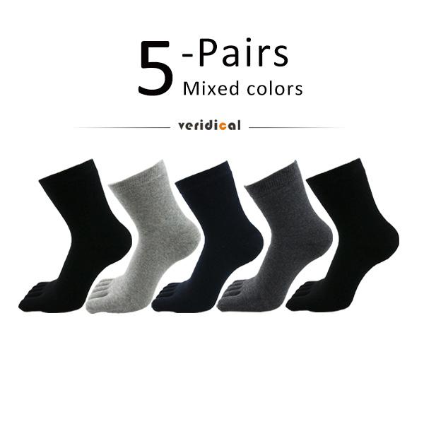 

5 пар зимових чоловічих махрових шкарпеток з пальцями, бавовна, однотонні термічні товсті теплі, м’які еластичні шкарпетки на п’ять пальців, короткі до підлоги EU39-44