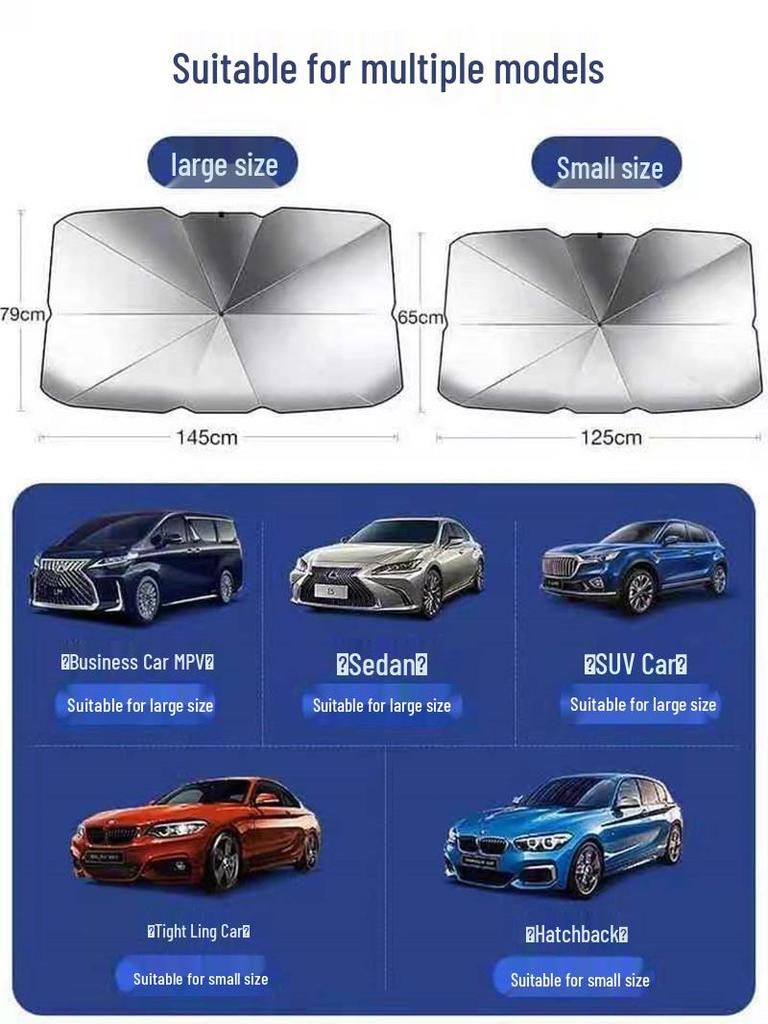 Titanium Silver Folding Car Sunshade - UV and Heat Protection for Windshield