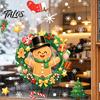 Gingerbread Man Decals Christmas Static Window Sticker, Wreath Pattern Print PVC Removable Decal, Decorative Film Waterproof Glass Cling for