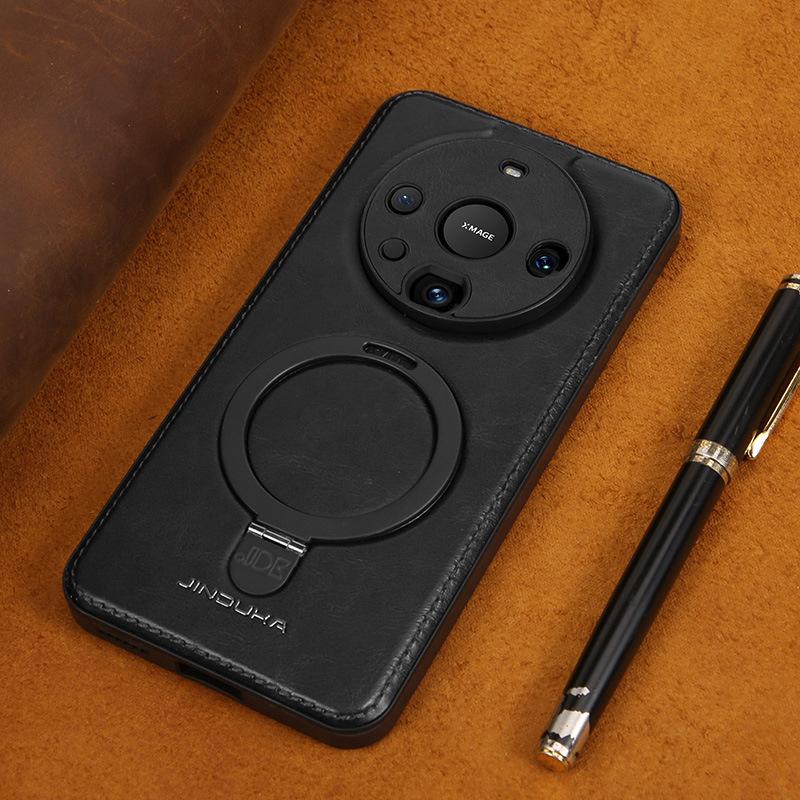 Applicable to Huawei mate11pro business leather pattern mobile phone case lens all-inclusive multi-function magnetic suction bracket anti-drop