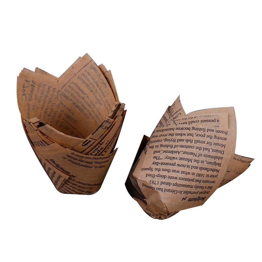 DIY Liner Grease-proof Baking Cup Muffin Cases Cake Paper Cups Cupcake Wrappers Newspaper Style