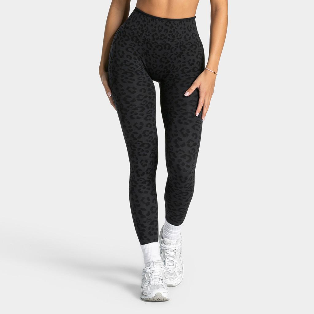 Pantaloni da Yoga Stampa Leopardo da Donna Vita Alta Senza Cuciture Controllo Pancia Leggings Fitness per Corsa e Palestra