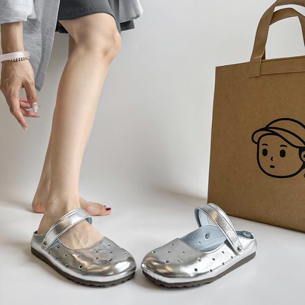 Fashion Slippers Casual Shoes Slipers Women Platform Slides Cover Toe Luxury 2025 Silver Summer Female Shoes Slippers Casual Slides Cove