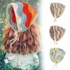 Knitted Stripe Triangle Scarf Lovely Crochet Hair Kerchief Tie Back Stripe Pattern Elegant Turban for Girls Photo Props