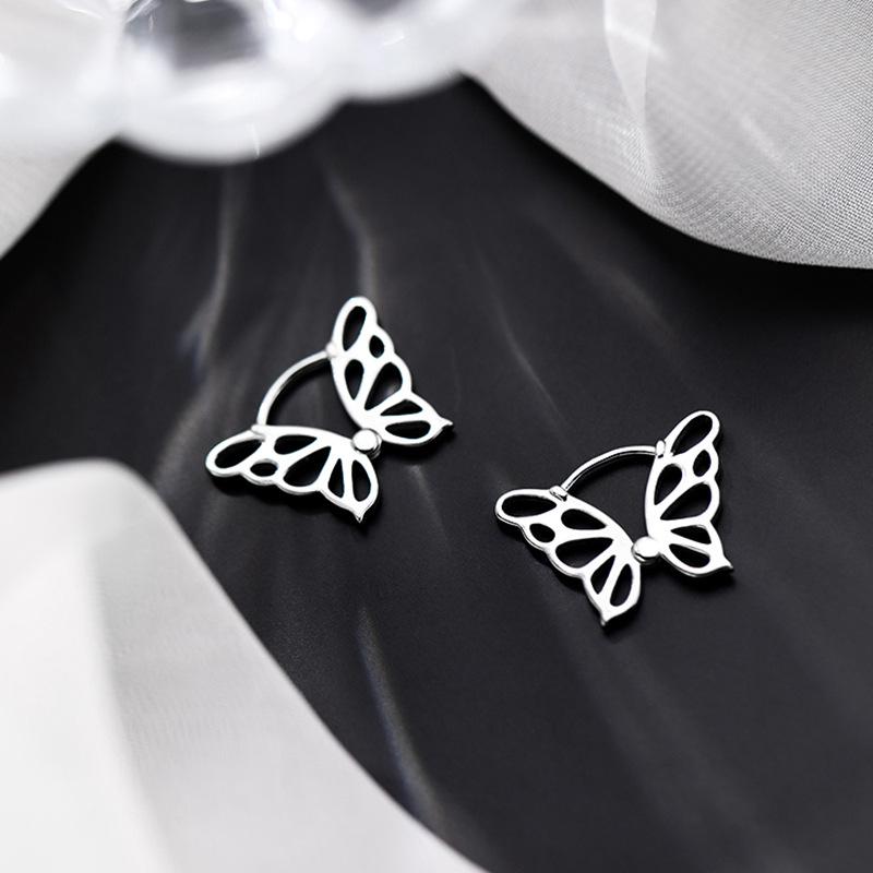 Elegant Silver Butterfly Earrings for Women Trendy Fashion Party Jewelry Gift 1 Pair