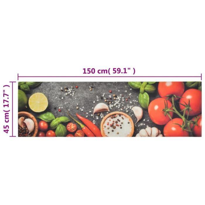 VidaXL Tapis de cuisine lavable impression légumes 45x150 cm velours 136537