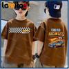 Fashionable and Casual Cute Cartoon Car Short Sleeved T-shirt for Boys and Girls