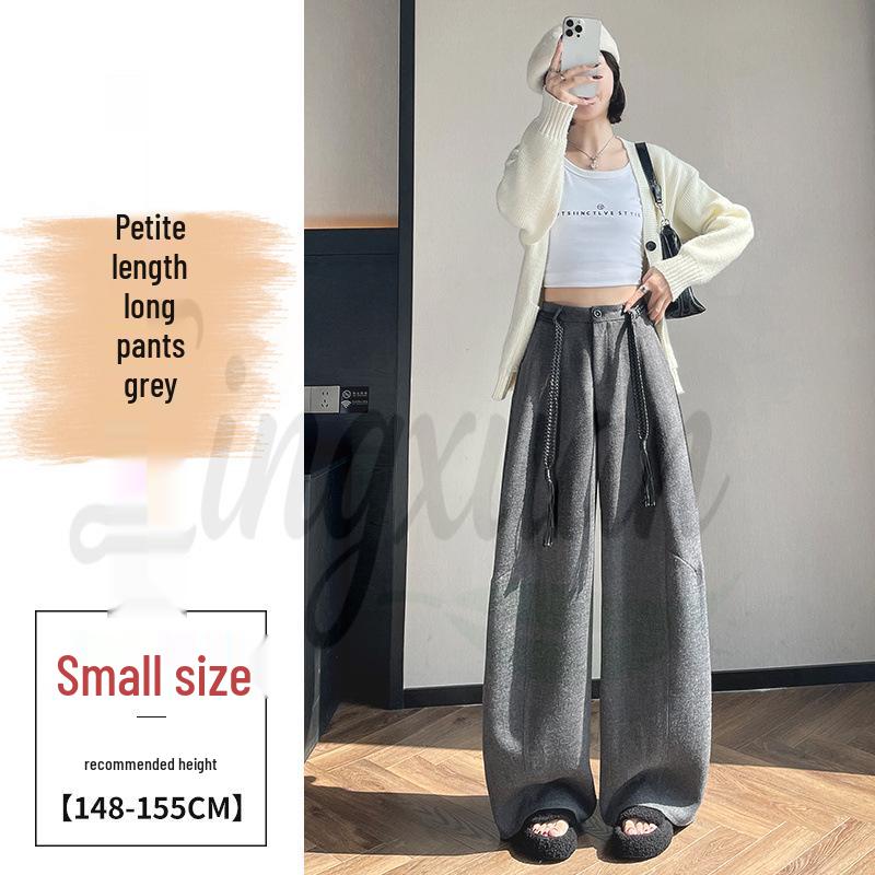 

2026 Autumn/Winter Women s Velvet Wool Wide-Leg Floor-Length Pants XL