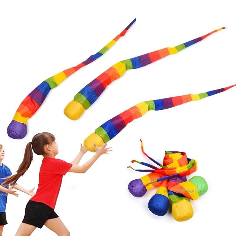 Rainbow Tail Ball Eco-Friendly Fabric Sandbag Meteor Ball Safe Catch Tail Soft Ball Kindergarten School Sensory Training Kid Toy
