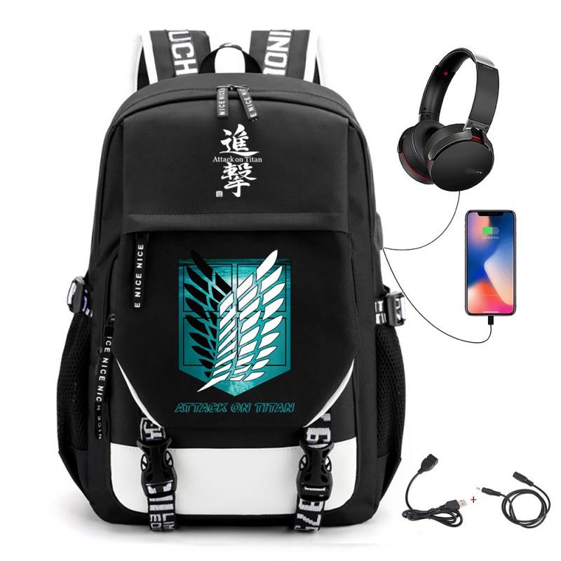 Anime-Inspired Canvas Backpack Students Travelers With USB Charging Port Breathable Padded Straps Unisex School Bag