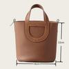Top TC Rindsleder Schweinenase Gemüsekorb 18cm Modische Vielseitige Hand-Eimer-Tasche Leder Damen