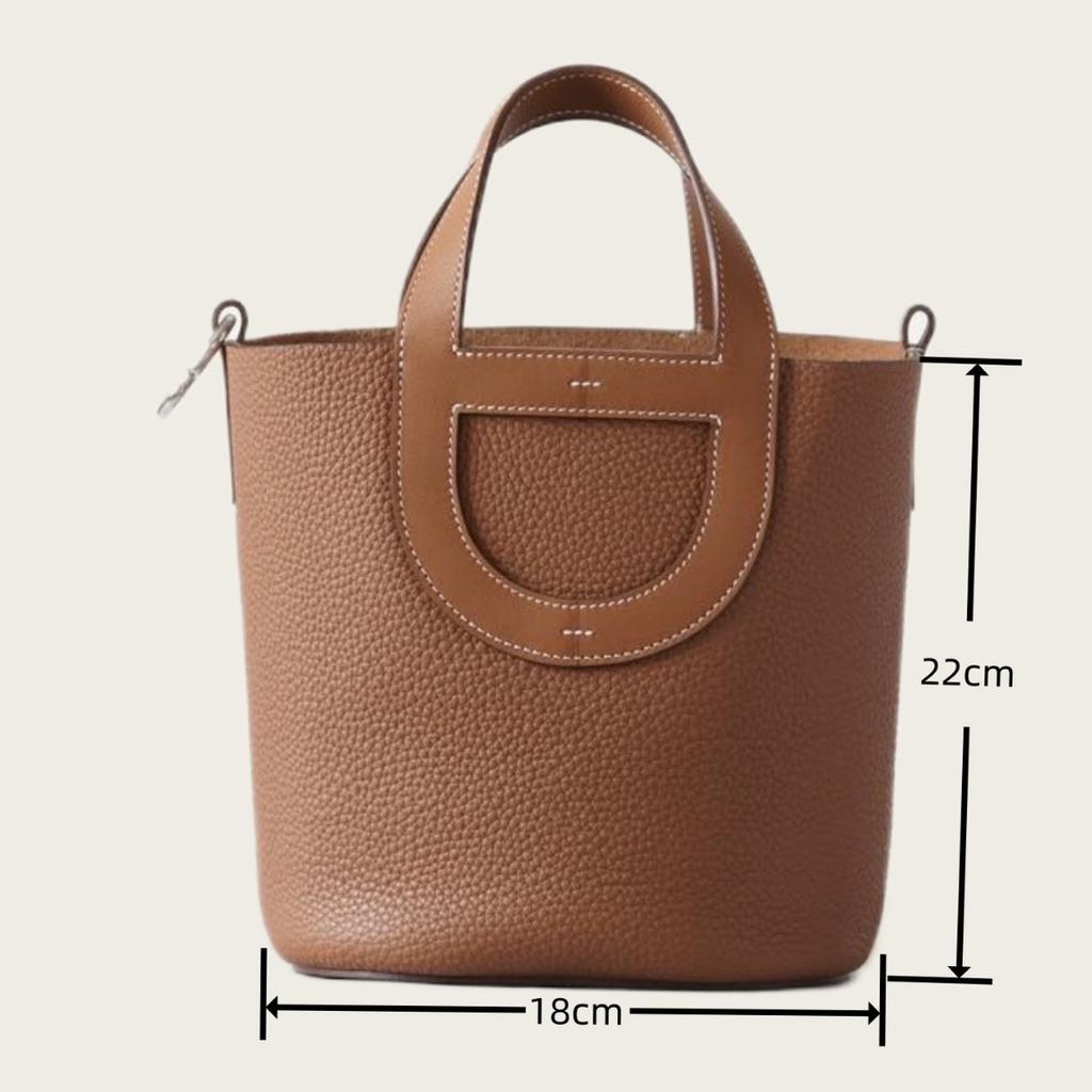 Borsa Secchiello in Pelle di Mucca TC con Manico, Cesto Verdura Naso di Maiale 18cm, alla Moda Versatile, da Donna