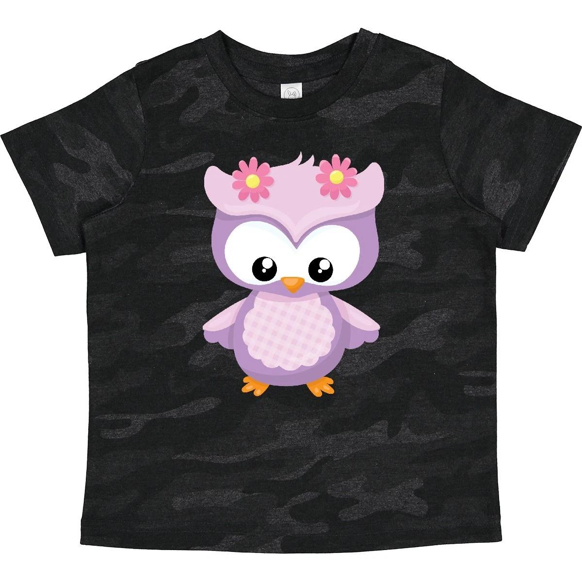 Inktastic Cute Pink And Purple Owl Toddler T-Shirt Spring Woodland Forest Animal 160