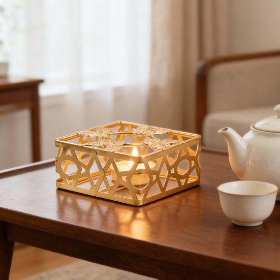 Dekoratif Mumluk Demir Çaydanlık Isıtıcı Standı Oyuk Tasarım Çaydanlık Isıtıcı Standı Tencere Kettle için Vintage Tarzı Ev Dekorasyonu