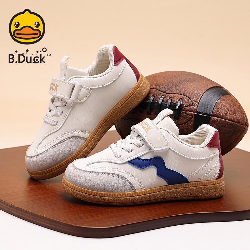 

B.DUCK Children s White Velcro Non-Slip Leather Trainers: Breathable, Wear-Resistant, Casual Shoes for Medium & Large Kids 30 бежевый
