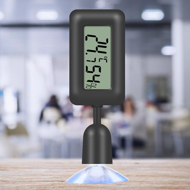 New! Mini Digital Reptile Thermometer 360 Degree Rotating Luminous Suction Cup Hygrometer For Lizards