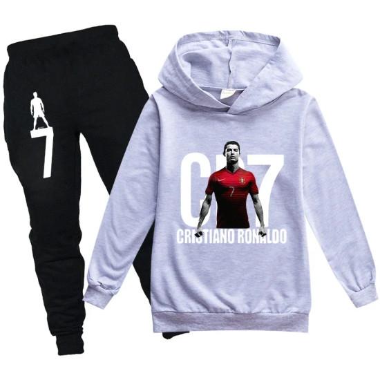 Spring Autumn Tracksuit Football CR7 Print Kid's Clothes Hoodie+Pants Suit 2pcs Set Boy Girl 3-12 Years Children Holiday Gifts