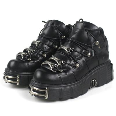 Chunky Platform Metal Decor Woman Pump Shoes Brand Lace-up Gothic Ankle Boots Motorcycle Boots Hiking Women Shoes Pump