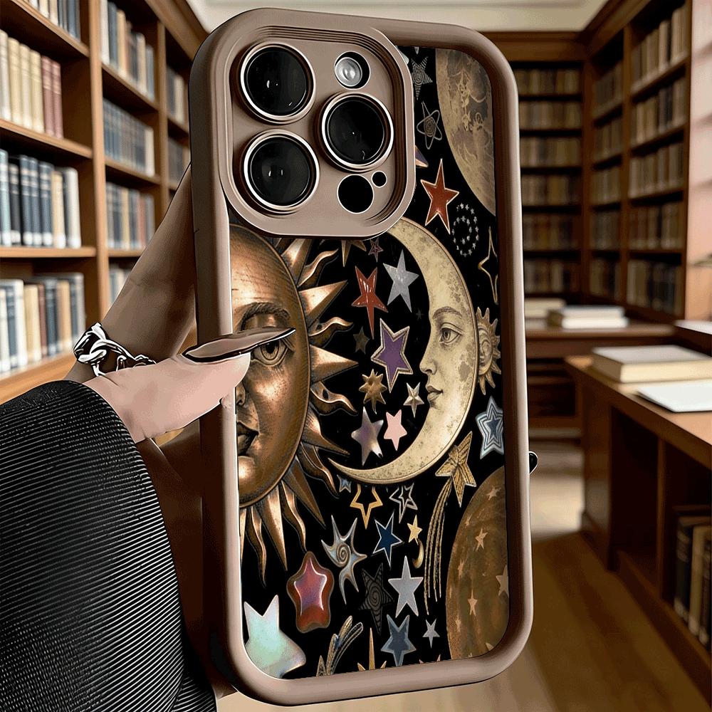 Celestial Sun Moon and Stars Luxury Anti-Slip TPU Phone Case For Xiaomi Redmi Note 15 14 13 12 11 10 9 Pro Full Protective Cover