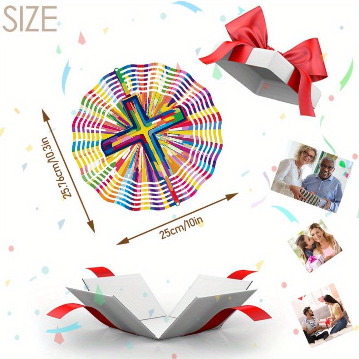 

Классический семицветный крест, металлический вращающийся колокольчик ветра, подвесной декор для сада, патио, крыльца, подарок на Рождество, День благодарения, колокольчики ветра для улицы