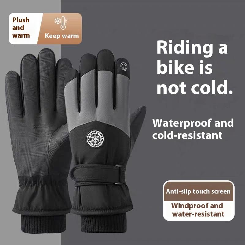 1Pair Autumn And Winter Women'S Gloves Touch Screen Windproof And Warm Riding Snow Play Men'S And Women'S Warm Gloves