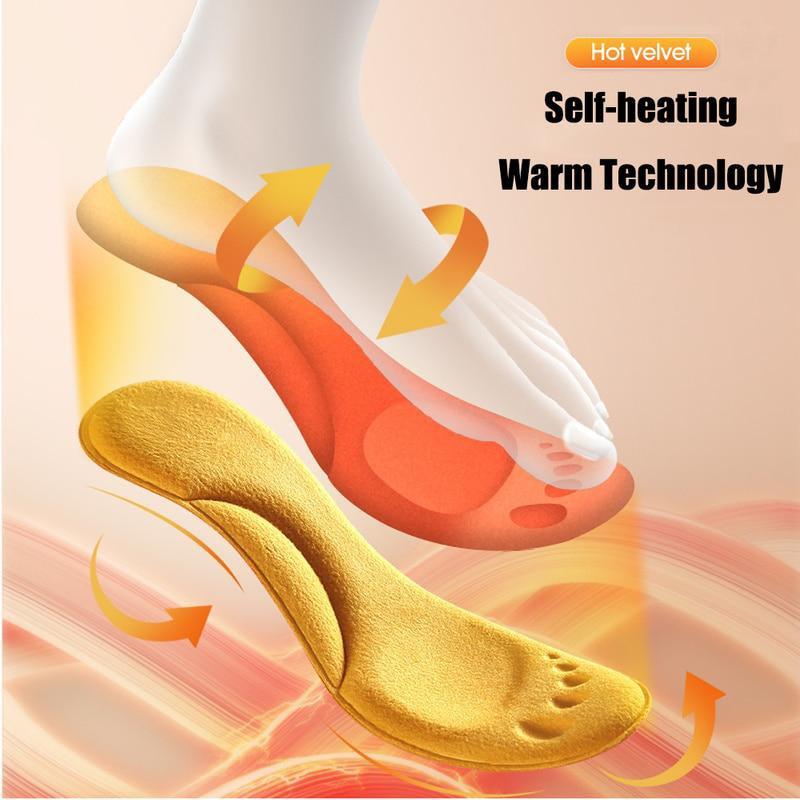 Self Heated Thermal Insoles for Feet Warm Memory Foam Arch Support Insoles for Men and Women Winter Sports Shoes Self-heating Shoe Pads