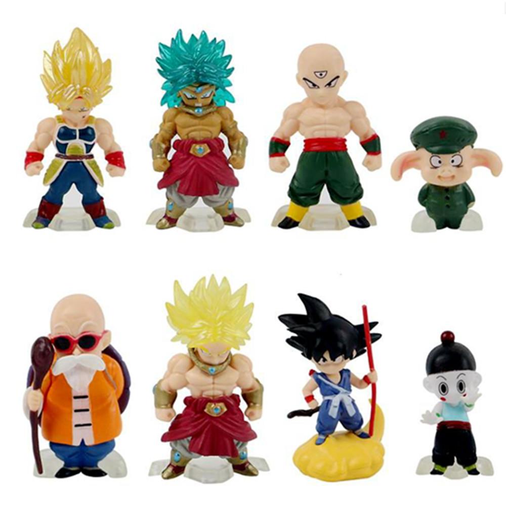 8 Pcs/Set Dragon Ball Z Action Figures Mini Small Statue Master Broli Goku Kame Sennin Tien Shinhan Chiaotzu PVC Model Kid Toy