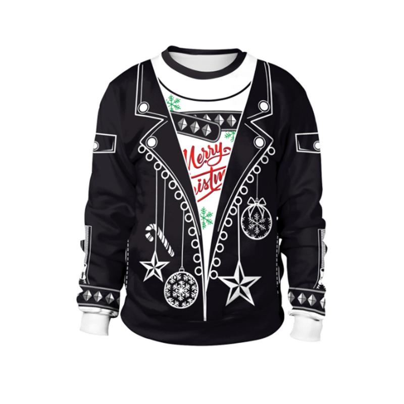 Retro Christmas Pattern Sweatshirts For Men Novelty Funny Ugly 3D Printed Pullover Women Hoodies Long Sleeves Round Neck Tops