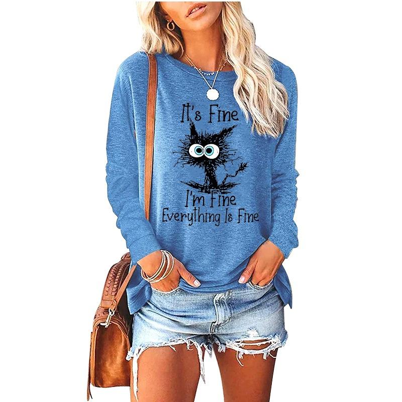 QICED Women's Fashion Casual Long Sleeve O-Neck  Blouses & Shirts