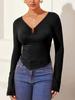 Autumn Winter Solid Slim Base Layer T Shirt Long Sleeve Shirt Women's Sexy V Neck Fashion Daily Basic Office Lady Casual Slim Fit Ladies Elegant Top