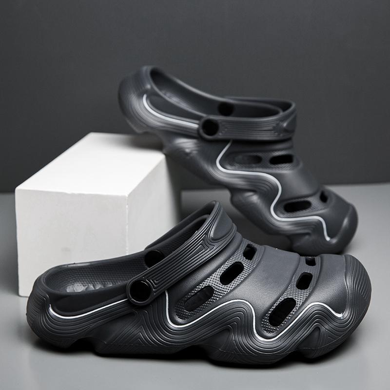 2 in 1 Fashion Men's Sandals Lightweight EVA Garden Shoes Indoor Outdoor Clogs Slippers Breathable Wading Shoes