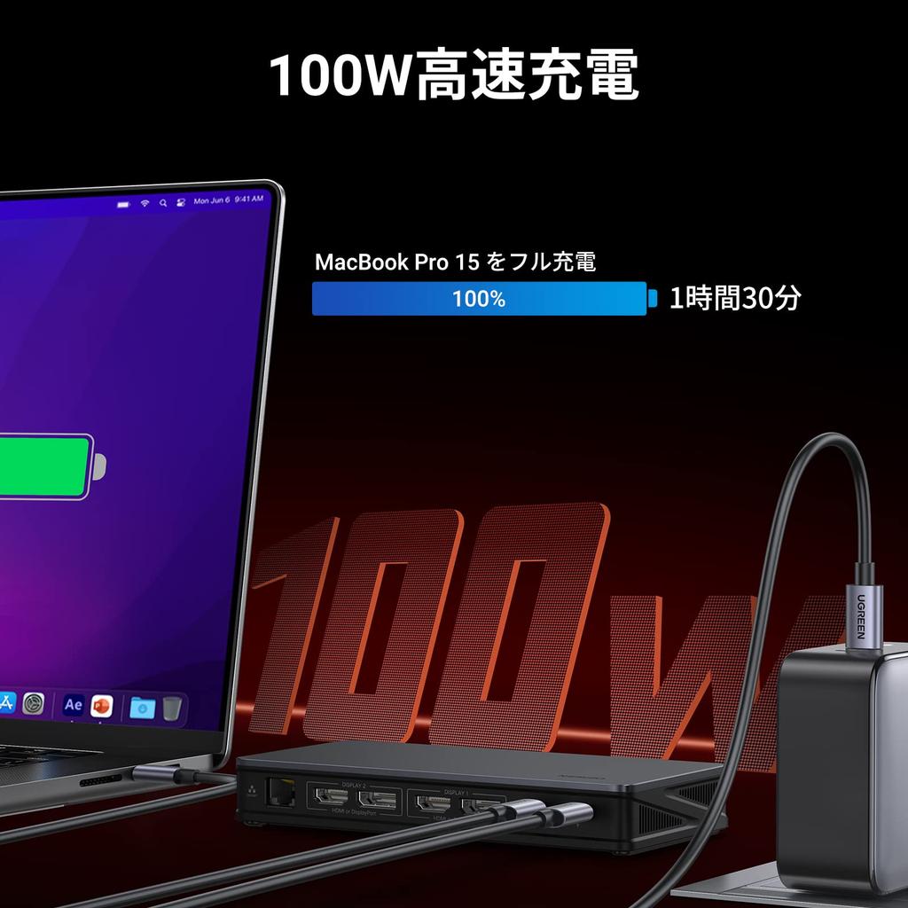 UGREEN Revodok Pro 209 Docking Station with 10 Gbps Data 2 HDMI 2 DP 1 Gbps RJ45 and 100W PD Fast Charging Port for MacBook Air and Galaxy S20 Devices