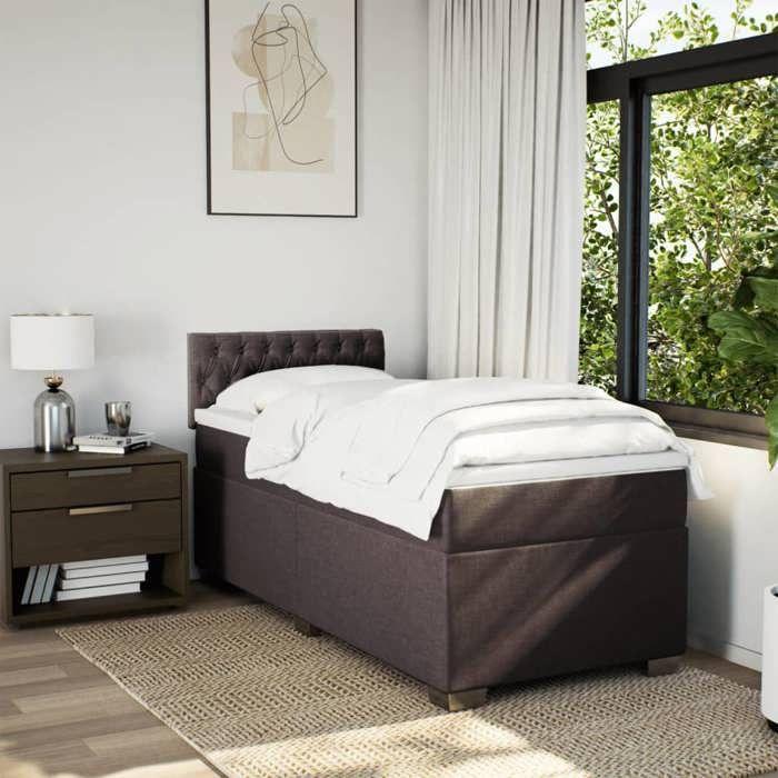 Maison Exclusive - Sommier à lattes de lit avec matelas Marron foncé 90x200 cm