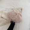 Plush Bag for Women with Large Capacity New Pearl Chain Crossbody Bag Niche Popular Autumn and Winter Plush Bag Bucket Bag